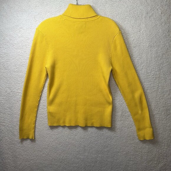 Vintage 90s LRL Lauren Ralph Lauren Turtleneck Sweater Medium Yellow Ribbed - Picture 6 of 6